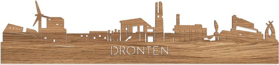 Skyline Dronten Eikenhout - 100 cm - Woondecoratie - Wanddecoratie - Meer steden beschikbaar - Woonkamer idee - City Art - Steden kunst - Cadeau voor hem - Cadeau voor haar - Jubileum - Trouwerij - WoodWideCities