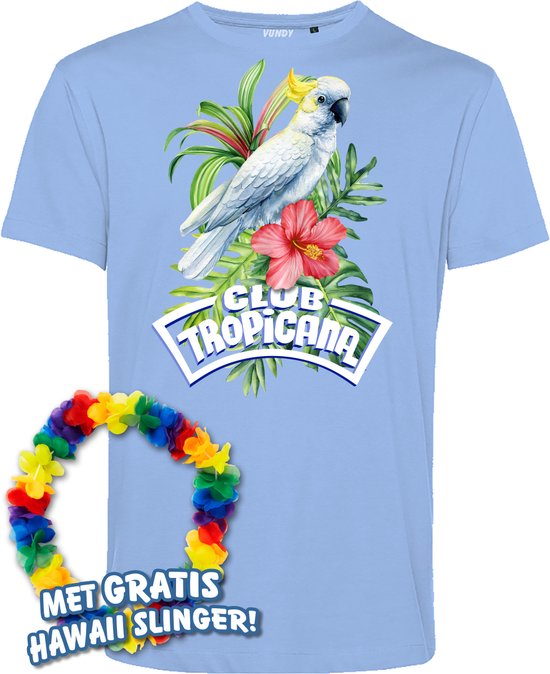 T-shirt Kaketoe Tropical | Toppers in Concert 2024 | Club Tropicana | Hawaii Shirt | Ibiza Kleding | Lichtblauw | maat XXXL