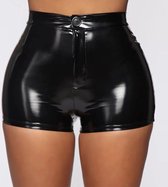 PU Lederen BDSM short - Vrouwen broekje - Leer - Knoop en ritssluiting - Mini broekje - Erotisch - Sexy - Clubwear