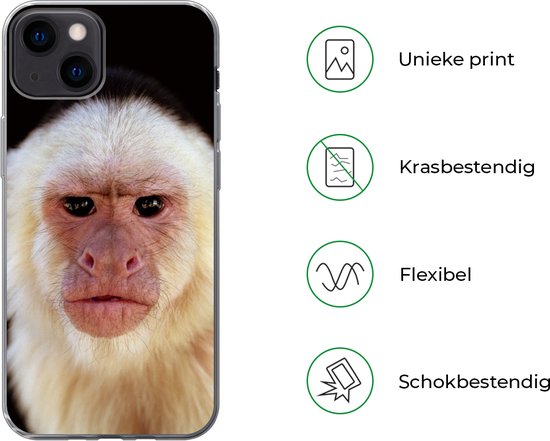 Coque iPhone 13 - Singe - Fourrure - Zwart - Siliconen