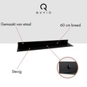 Zwarte metalen wandplank, 60 cm breed, gemaakt van staal, stevig.