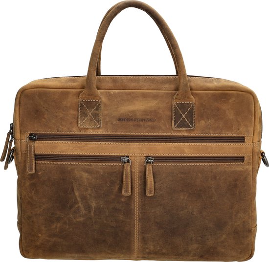 Hide & Stitches Idaho Hand & Schoudertas Laptoptas 15,6 inch - Premium Leder - Business