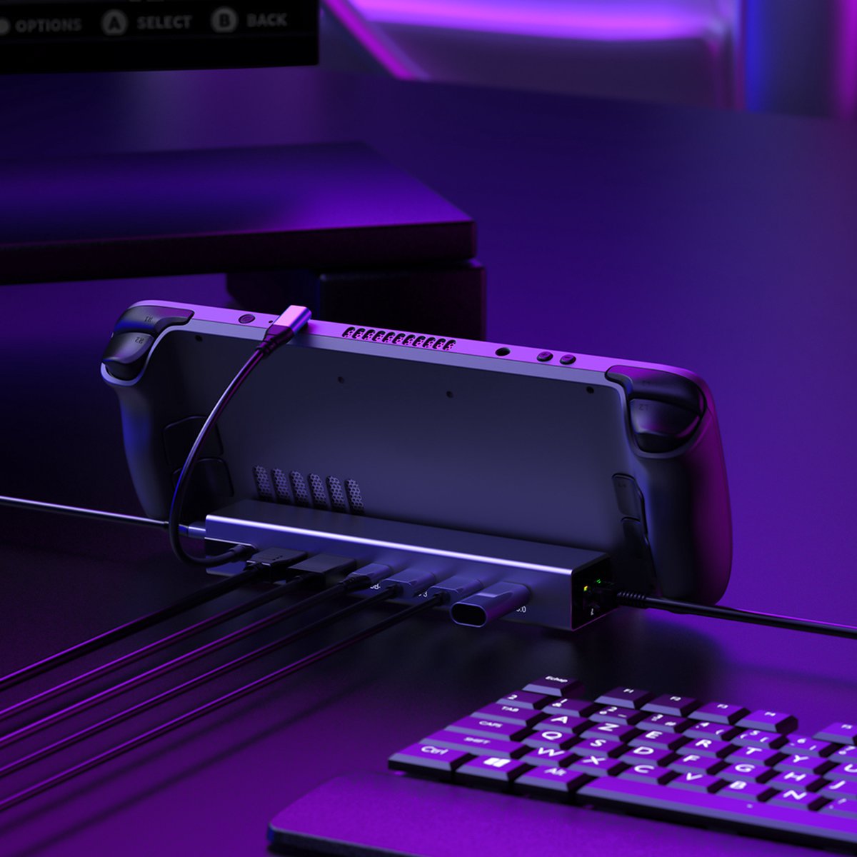 NÖRDIC DOCK-194 Steam Deck Docking station - 1xHDMI 4K60Hz, 1xDP 4K60Hz, 1xRJ45, 1xUSB-C, 3xUSB-A, 1x USB-C PD thumbnail 4