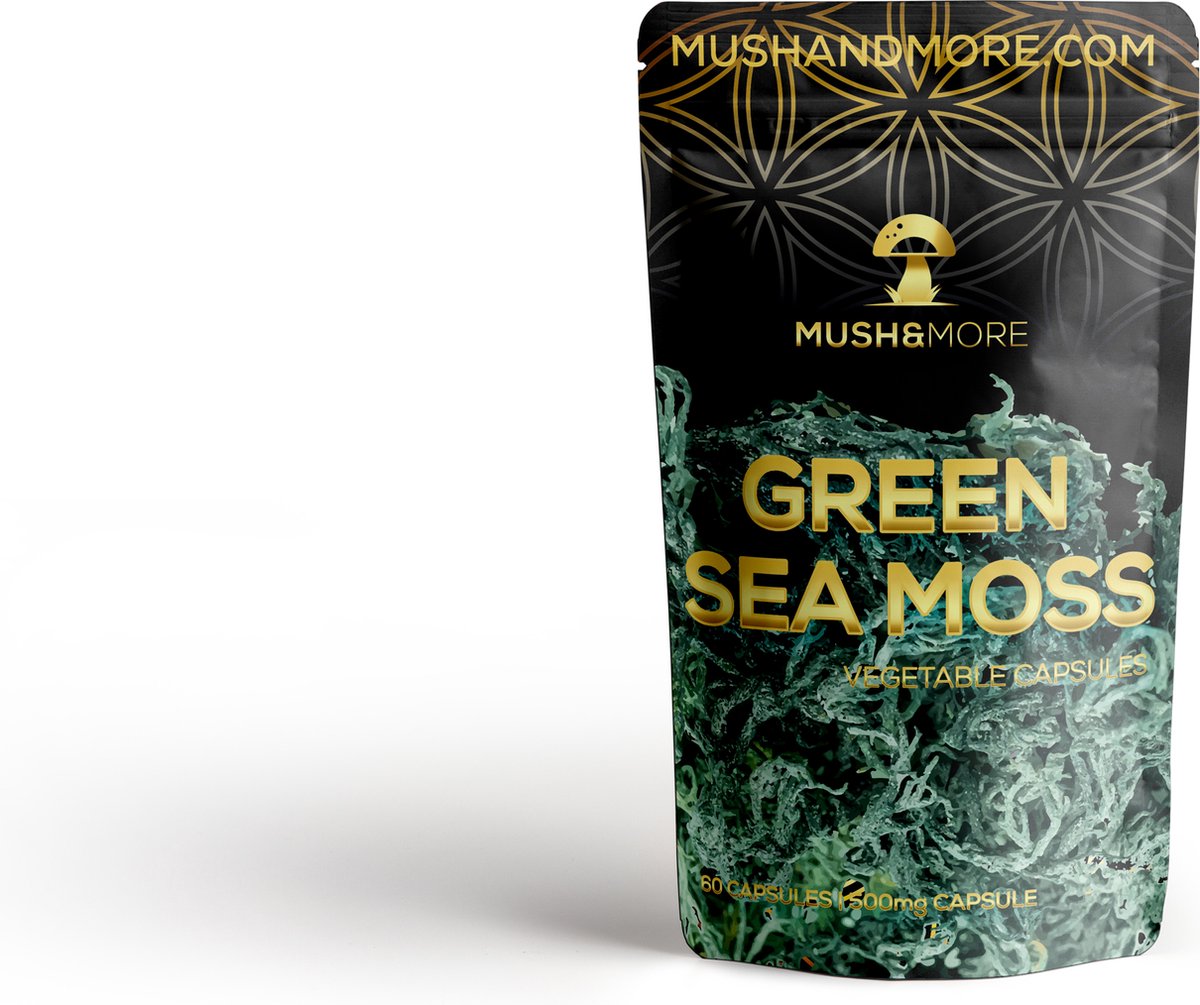Goedkoopste Groene Sea Moss | 60 Capsules | Green Seamoss | Bron van vitamines | Bron van mineralen | Mush and More | Natuurlijk Supplement | Bio | Vegan | Organisch | Sea Moss Capsules |
