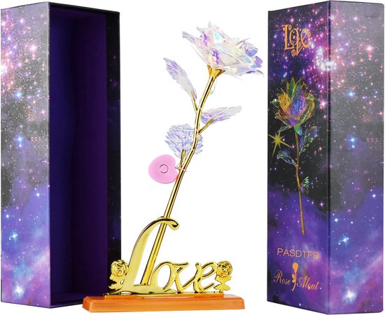 Eeuwige Rose Cadeaus voor Vrouwen 24K Vergulde Roos - Galaxy Rose met Standaard Infinity - Rozen Cadeaus voor mama - Vriendin - Vrouw - Oma Moederdag Verjaardag - Huwelijksverjaardag