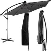 Parasol - Zweefparasol - Parasols - Zweefparasol met voet - Tuinparasol - Inclusief parasol hoes - Waterafstotend - Uv bescherming 30+ - Staal - Polyester - Antraciet - ⌀ 280 x H 272 cm
