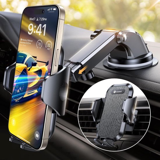 CraVeDRIVE Mobiele telefoonhouder voor auto, 15 W, met snel opladen, draadloos, compatibel met ronde ventilatie, Dacia I telefoonhouder voor auto