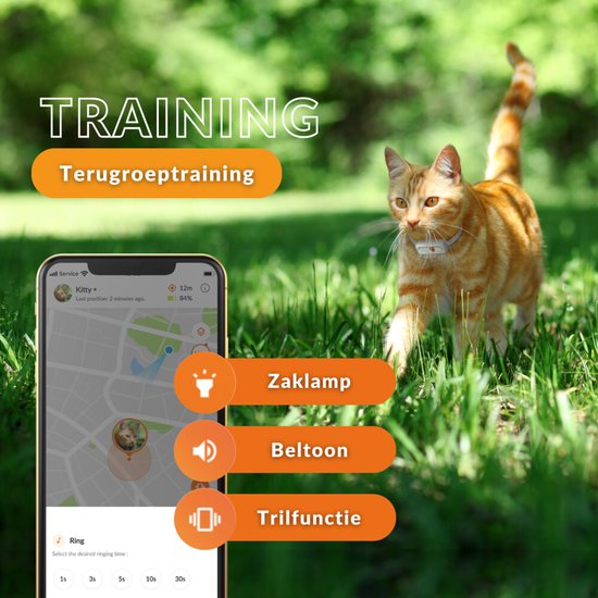 Weenect CATS² - GPS Tracker voor aan Katten Halsband - Wit Oranje - Weenect