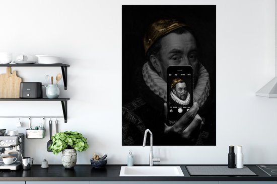 Ancien maître sculpté Adriaen Thomasz avec téléphone 80x120 cm