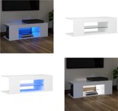vidaXL Tv-meubel met LED-verlichting 90x39x30 cm wit - Tv-kast - Tv-kasten - Televisiekast - Televisiekasten