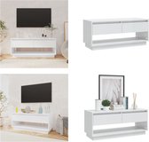 vidaXL Tv-meubel 102x41x44 cm spaanplaat hoogglans wit - Tv-kast - Tv-kasten - Tv-standaard - Wandtafel