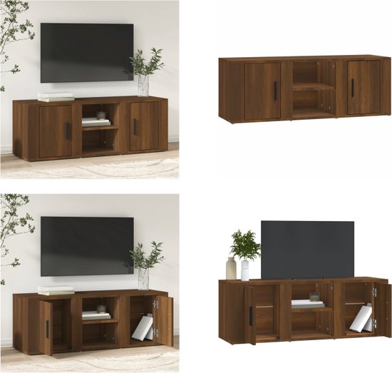 vidaXL Tv-meubel 100x31-5x35 cm bewerkt hout bruineikenkleurig - Tv-kast - Tv-kasten - Tv-meubel - Hifi-meubel