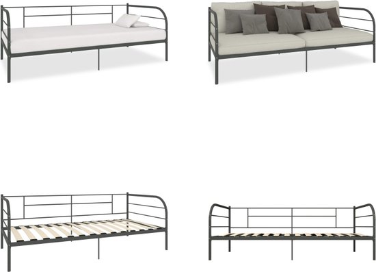 Bedbank uitschuifbaar massief grenenhout grijs 2x(90x200) cm kopen