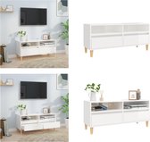 vidaXL Tv-meubel 100x34-5x44-5 cm bewerkt hout hoogglans wit - Tv Meubel - Tv Meubels - Tv Wandmeubel - Tv Tafel