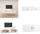 vidaXL Tv-wandmeubels 2 st 100x34-5x40 cm hoogglans wit - Tv-kast - Tv-kasten - Tv-wandmeubel - Televisiekast