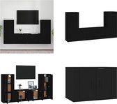 vidaXL 4-delige Tv-meubelset bewerkt hout zwart - Tv-kast - Tv-kasten - Tv-meubel - Hifi-meubel