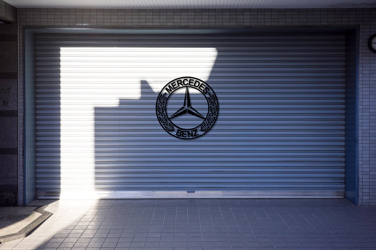 Mercedes Benz - Logo - Art métallique - Grijs - 60 x 60 cm - Décoration de voiture