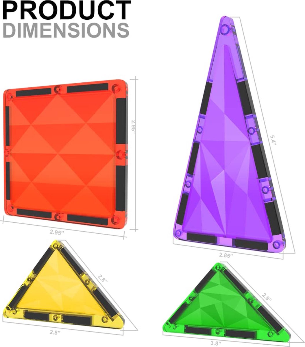Magnetische Tegels Bouwblokken Speelgoed - STEM Magnetische Blokken voor Kinderen, Kleuterschool Leren, Sensorisch Montessori Peuter Magnetisch Speelgoed voor Jongens & Meisjes 3 Jaar