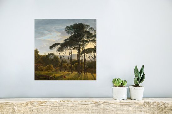 Affiche - Paysage italien avec pins parasols - Peinture de Hendrik Voogd - 30x30 cm