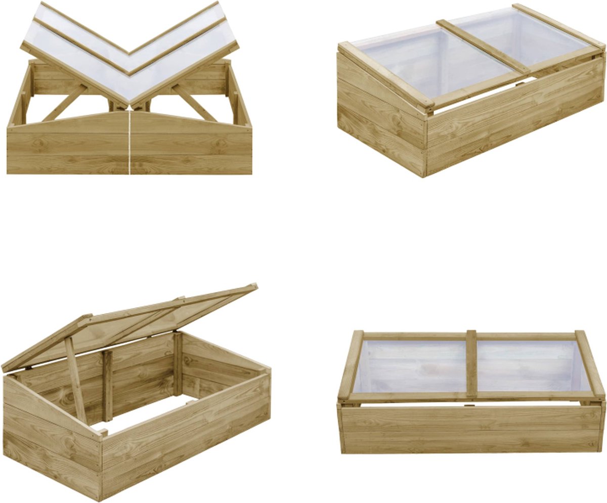 VidaXL Kweekkassen 2 st 100x50x35 cm geïmpregneerd grenenhout Koud Frame Koude Frames Kweekbak Kweekbakken