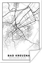 Poster Carte - Carte - Bain Kreuznach - Plan de la ville - 60x90 cm