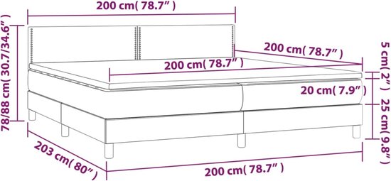 vidaXL Boxspring avec matelas et tissu LED Noir 200x200 cm - Boxspring - Sommiers - Lit - Meubles de couchage
