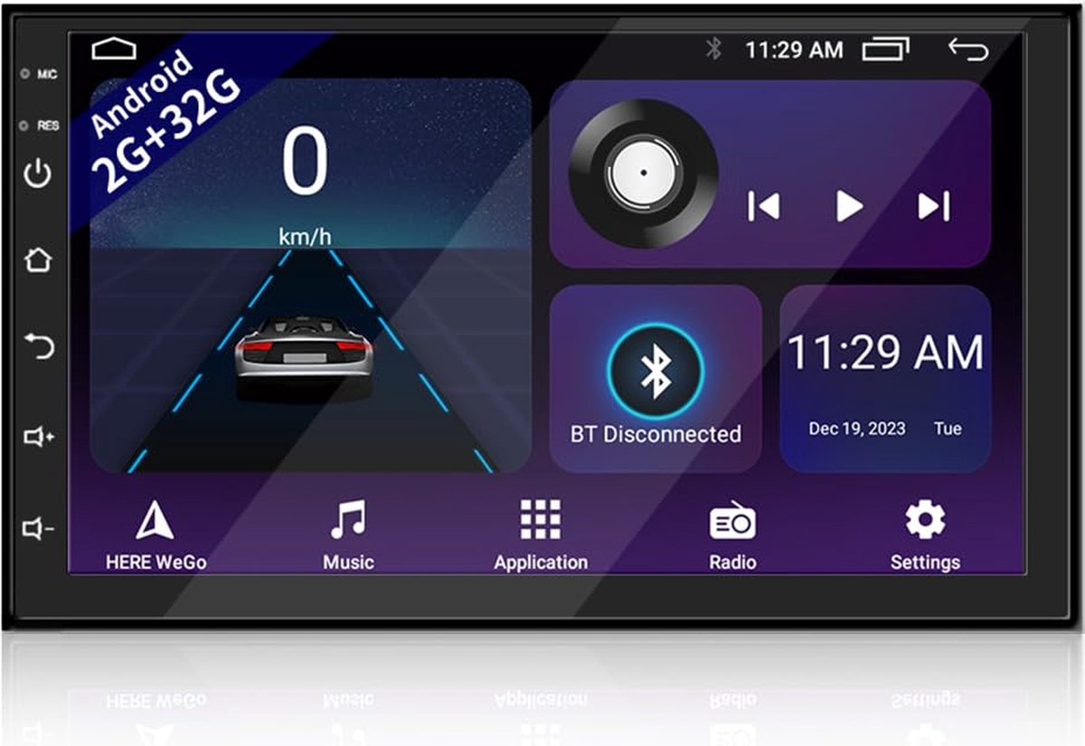 Beroli - Autoradio met Bluetooth - 8 Inch 1080P HD-touchscreen - 2 DIN Autoradio, 7 Inch Autoradio met Bluetooth, Android Autoradio met Navigatiesysteem, FM-radio, Mirrorlink, WiFi, 2 USB-poorten