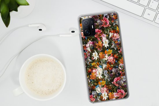 Coque Xiaomi 11T Pro - Fleurs - Papillon - Art - Coque de téléphone en Siliconen