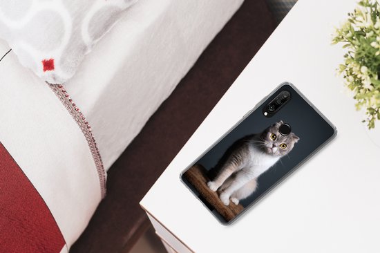 Telefoonhoesje Geschikt voor Huawei P30 Lite hoesje - Kat - Huisdieren - Licht - Siliconen Telefoonhoesje