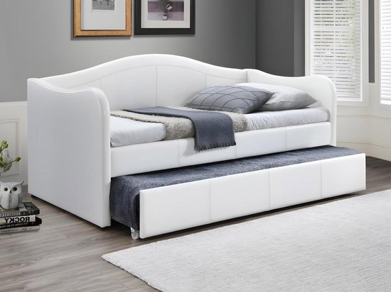 Canapé lit avec lit gigogne MATHILDE - 2 x 90 x 190cm - Similicuir - Wit L 203 cm x H 99 cm x P 101 cm