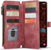 CaseMe C30 Hoesje Geschikt voor Samsung Galaxy S24 Plus | Wallet Zipper Book Case met Pasjeshouder | Beschermhoes met Portemonnee | Rood