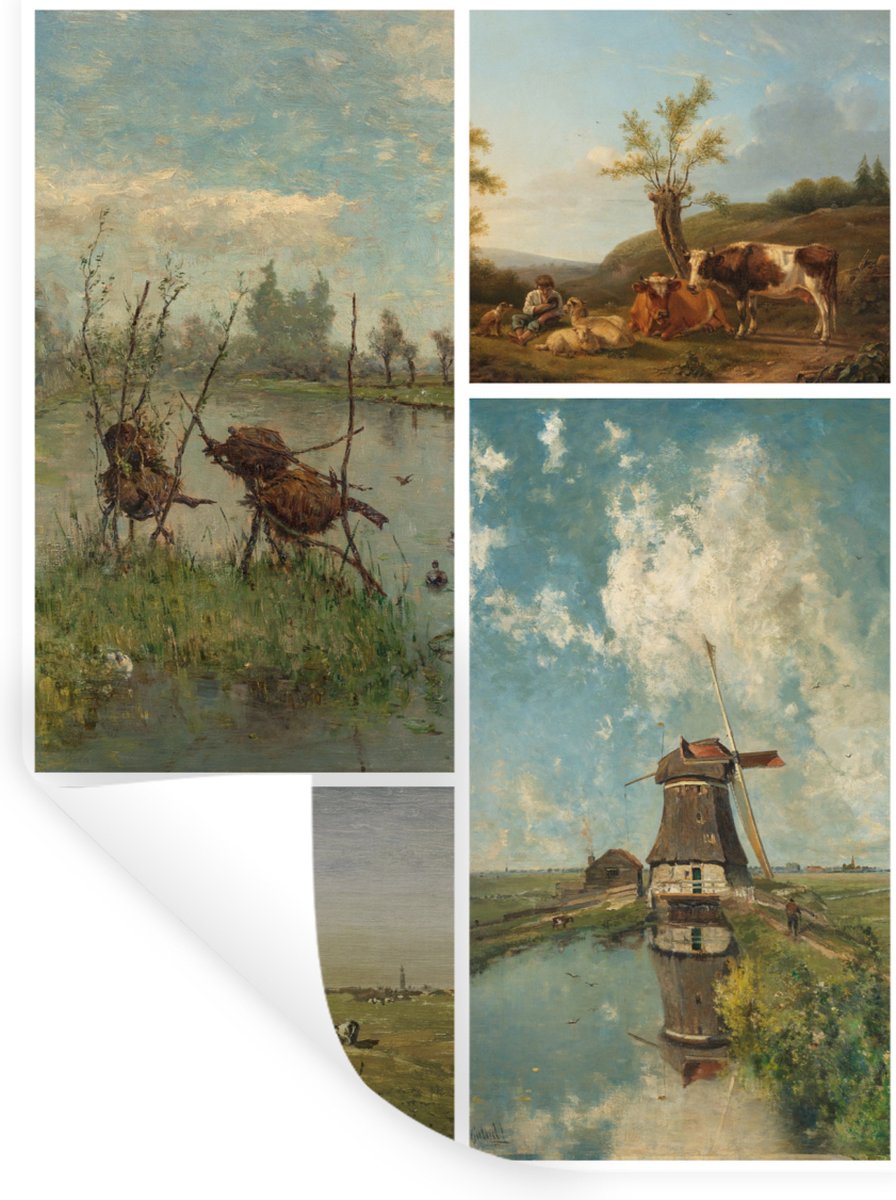 Muurstickers - Sticker Folie - Kunst - Nederland - Collage - 60x80 cm - Plakfolie - Muurst