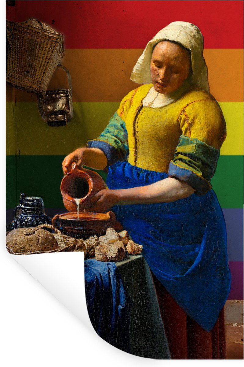 Muurstickers - Sticker Folie - Vermeer - Pride - Melkmeisje - 20x30 cm - Plakfolie - Muurstickers Kinderkamer - Zelfklevend Behang - Zelfklevend behangpapier - Stickerfolie