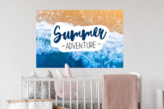 Muurstickers - Sticker Folie - Strand - Zee - Quote - Zomer - 90x60 cm - Plakfolie - Muurstickers Kinderkamer - Zelfklevend Behang - Zelfklevend behangpapier - Stickerfolie