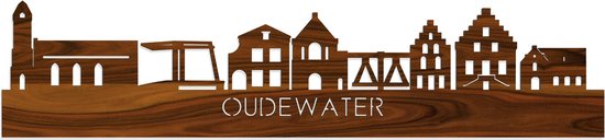 Skyline Oudewater Palissander hout - 100 cm - Woondecoratie - Wanddecoratie - Meer steden beschikbaar - Woonkamer idee - City Art - Steden kunst - Cadeau voor hem - Cadeau voor haar - Jubileum - Trouwerij - WoodWideCities