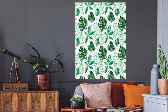 Stickers muraux - Vintage - Feuilles - Pois - 80x120 cm - Film Adhésif