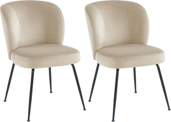 Set van 2 stoelen in fluweel en metaal - Beige - POLPONA van Pascal MORABITO L 52 cm x H 79 cm x D 67.5 cm