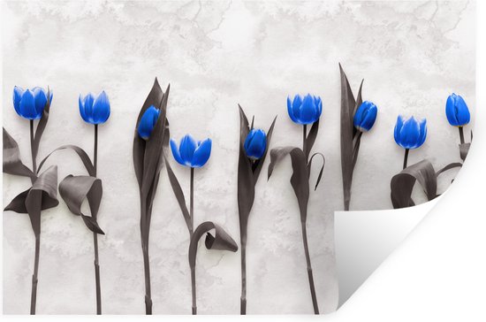 Stickers muraux - Film autocollant - Fleurs - Tulipes - Blauw - 90x60 cm - Film adhésif - Stickers muraux muraux Chambre d'enfant - Papier peint autocollant - Papier peint autocollant - Film autocollant
