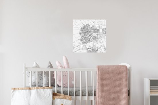 Stickers muraux - Plan de la ville d'Oss - 30x30 cm - Feuille adhésive - Carte
