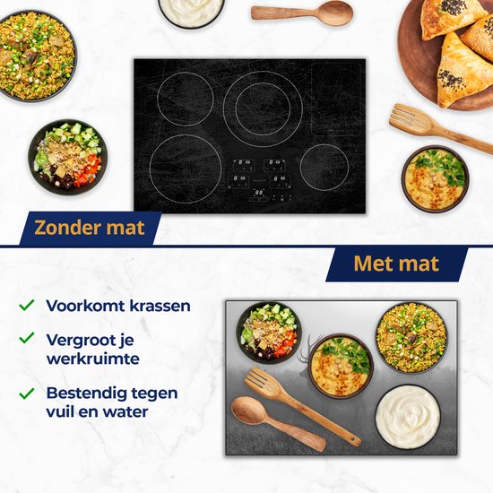 Chefcare Inductie Beschermer Hert tijdens de Mist - Zwart Wit - 65x55 cm - Afdekplaat Inductie - Kookplaat Beschermer - Inductie Mat
