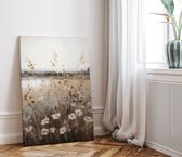 Bloemen Schilderij op Canvas - 60x90 cm - Wilde Bloemen - Abstract - Landschap - Vintage - Kunst - Woonkamer - Wanddecoratie - Muurdecoratie