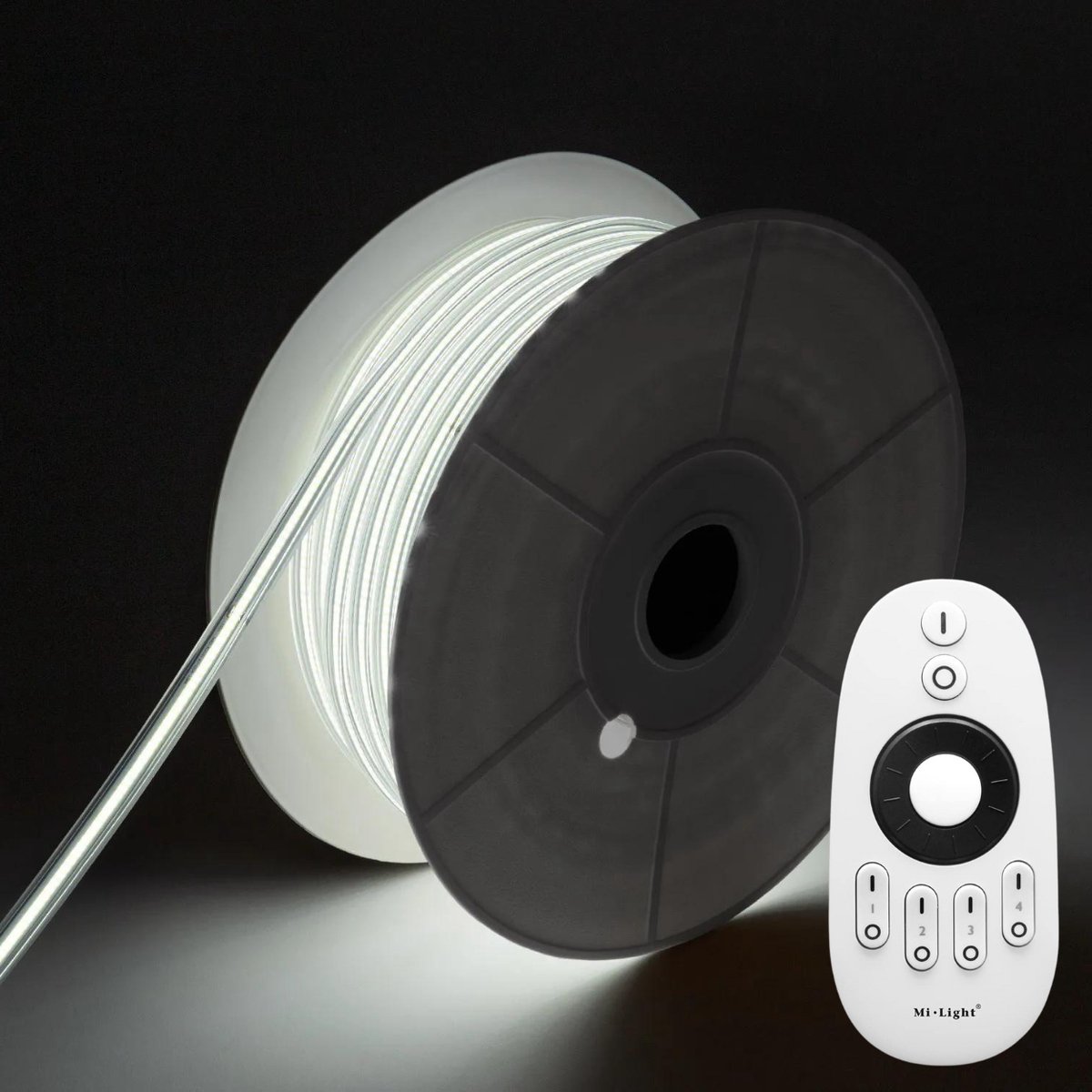 DiamantLED COB LED Strip - Koud Wit 6500K - 10 Meter in één rol(1x 10meter) - 800Lumen per meter - 220V - Waterdicht(IP65) - Complete Set - Met Mi-Light(MiBoxer) RF Afstandsbediening