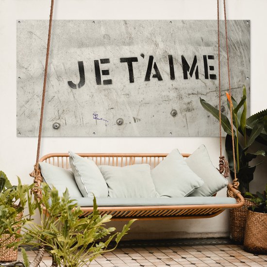 Schuttingposter Quotes - Je t'aime - Ik hou van jou - Frans - Liefde - 200x100 cm - Tuindoek