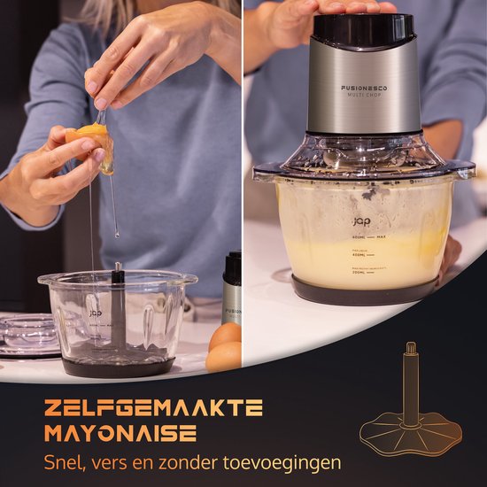 JAP Appliances Multi Chop + Uitbreidingspakket - Hakmolen met glazen kom 600ml - IJscrusher, knoflookpeller en eierklopper - Vaatwasserbestendig - 400W van JAP Appliances — afbeelding 2