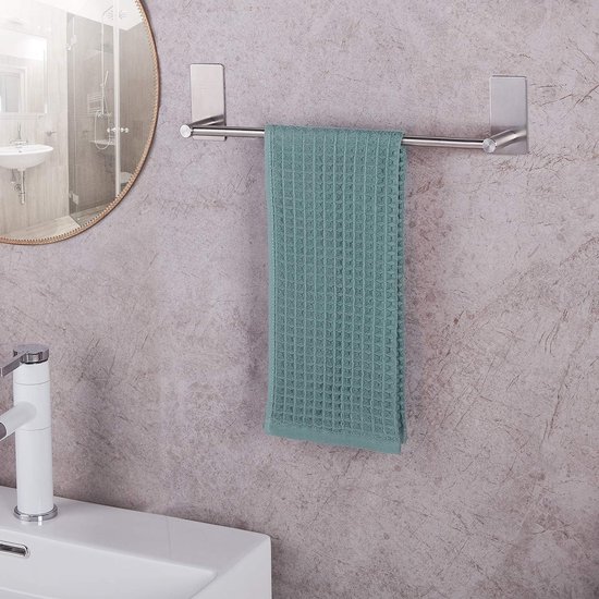 Vista Handdoekhouder lijmen SUS304 roestvrij staal handdoekhouder zonder boren duurzaam en stabiel badkamer handdoekhouder muur 40 cm zilver Vista Handdoekhouder lijmen SUS304 roestvrij staal handdoekhouder zonder boren duurzaam en stabiel badkamer handdoekhouder muur 40 cm zilver