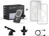 VOTIQ® MagSafe Supports pour voiture + Coque iPhone 13 PRO - 14/13/12 Chargeur Sans Fil Mini/Max/ Pro Apple Supports de téléphone Magnetic Dashboard Case - Zwart