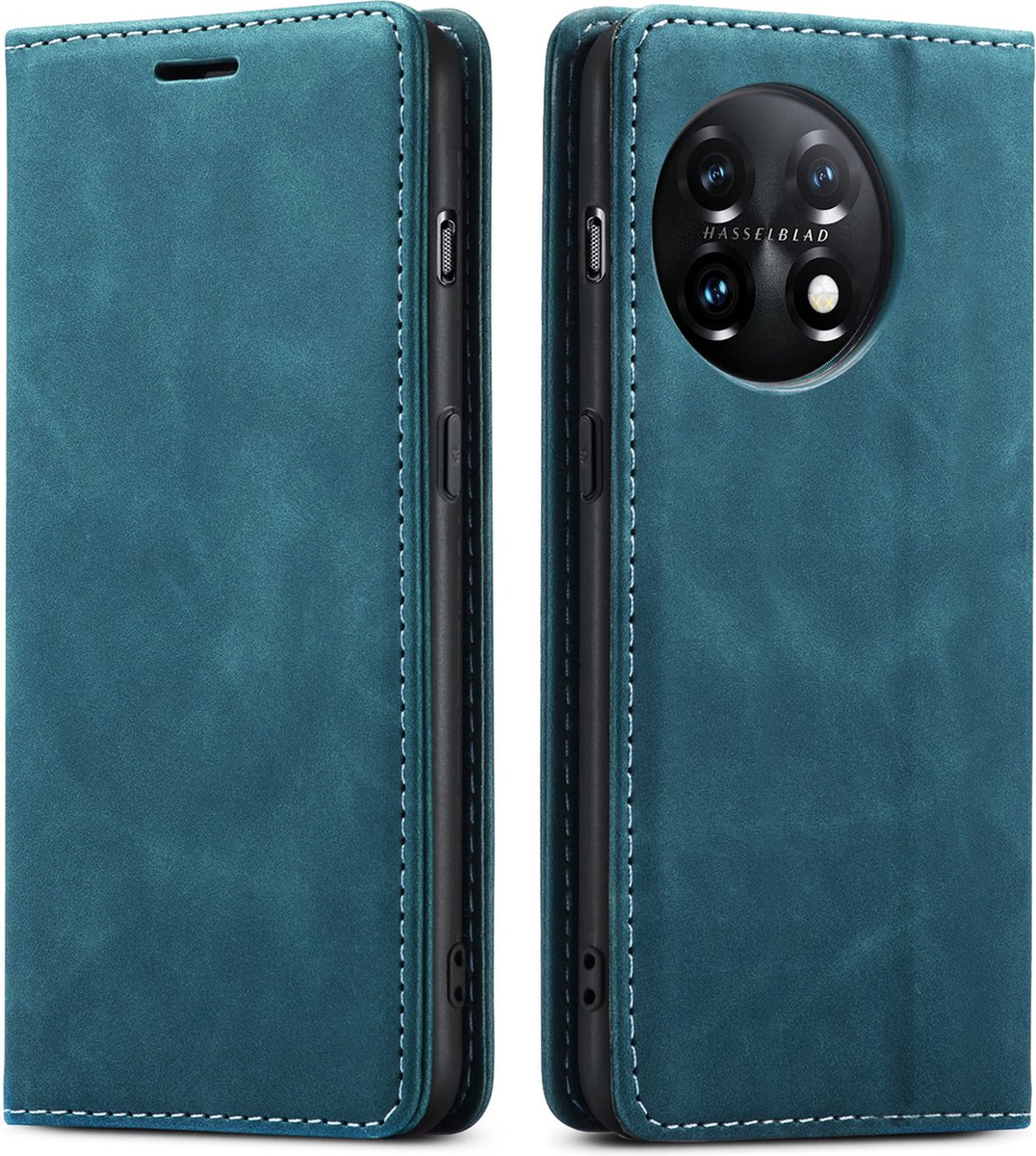 ProGuard OnePlus 11 Wallet Hoesje Vintage Leder Blauw