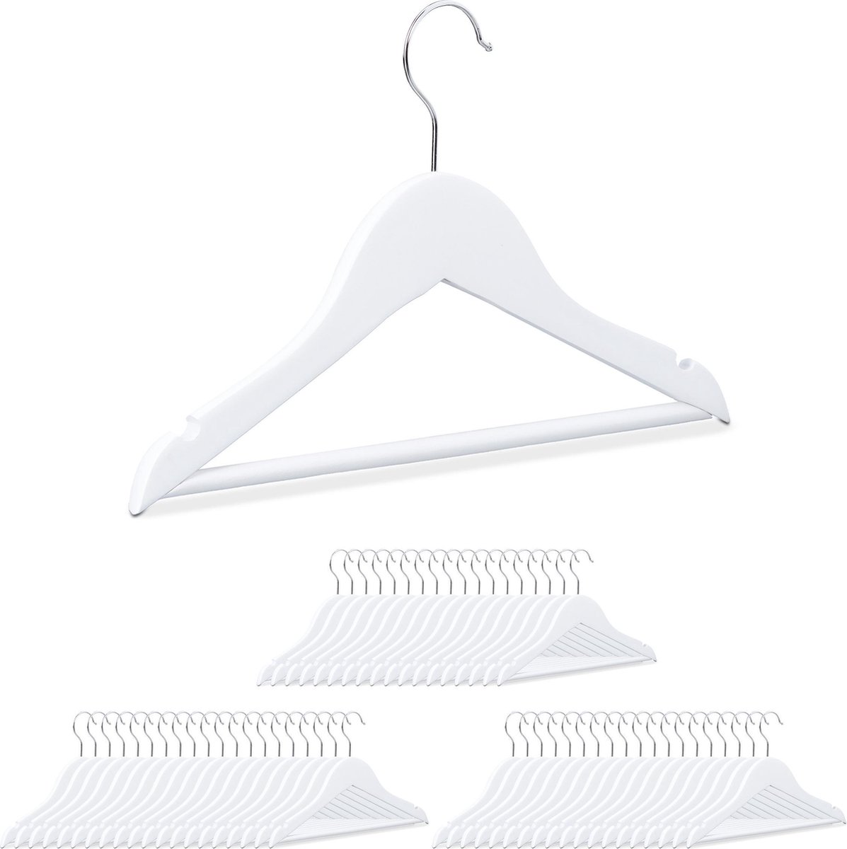 60x kledinghangers kinderen - hout - kinder kleerhanger wit - klerenhanger
