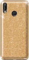 Huawei P Smart Plus Hoesje - Glitter Back Cover - Goud