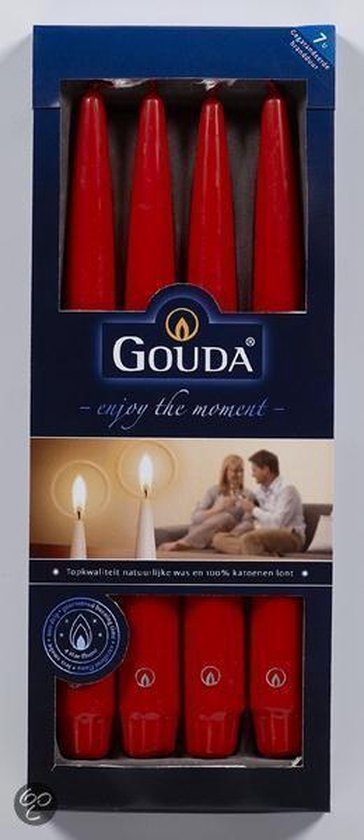 ontspannen rommel Uitputten GOUDA Dinerkaars Gouda Gotische kaarsen 245/22 doos 8 rood (per 4 stuks) |  bol.com